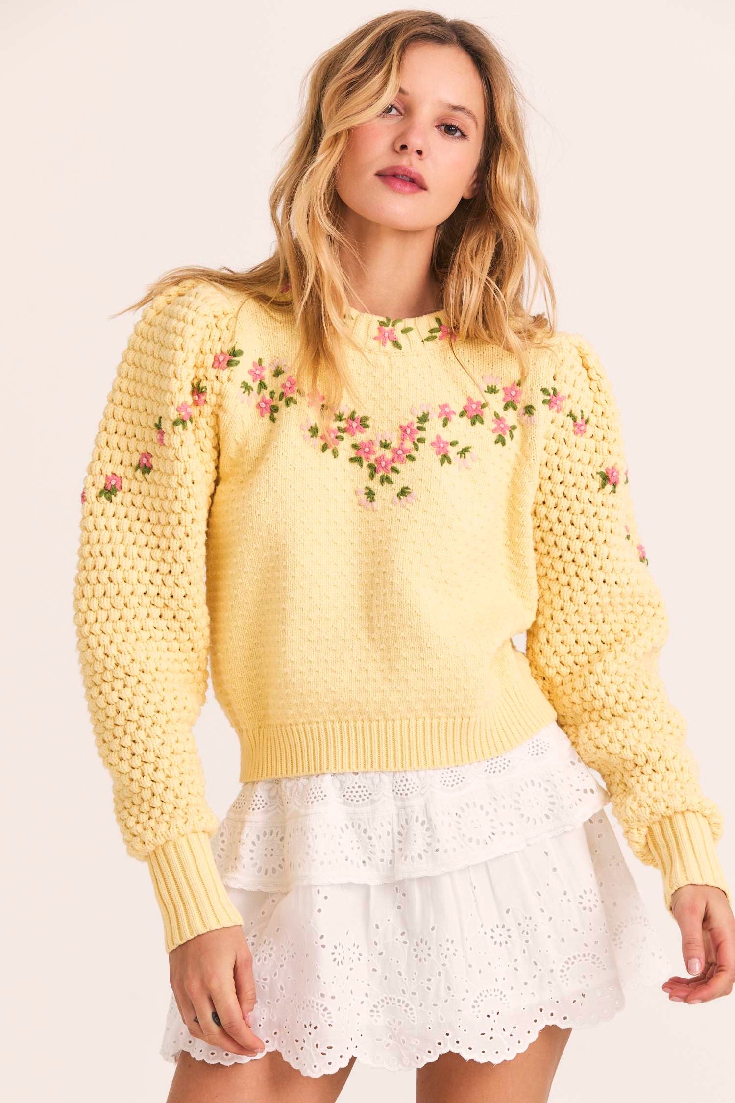 Love Shack Fancy - Kenzly Pullover in Mellow Yellow – Blond