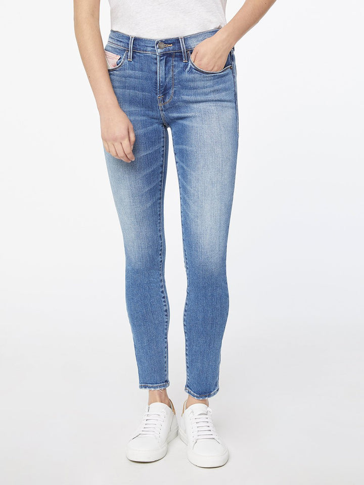 Frame - Le Skinny De Jeanne Color Block Mid-Rise Jeans in Willowspring