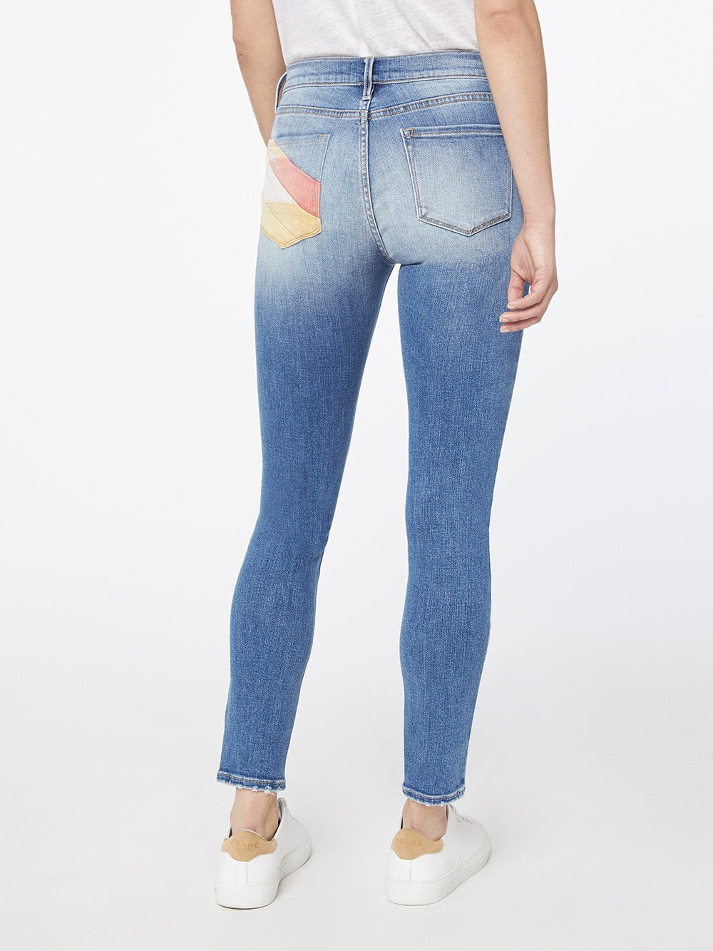 Frame - Le Skinny De Jeanne Color Block Mid-Rise Jeans in Willowspring