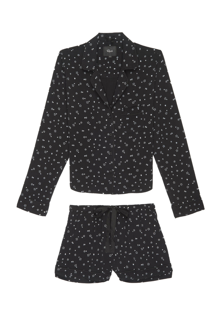 Rails - Long Sleeve Short Set w/ Piping Black Scribble Stars