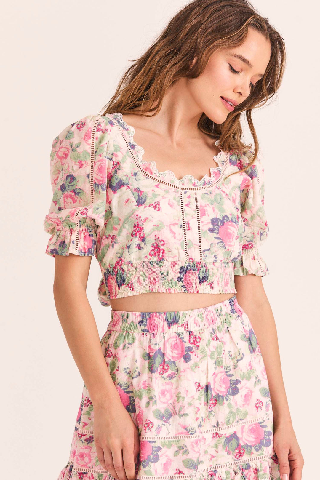 Love Shack Fancy - Karsten Crop Top in Veiled Kiss