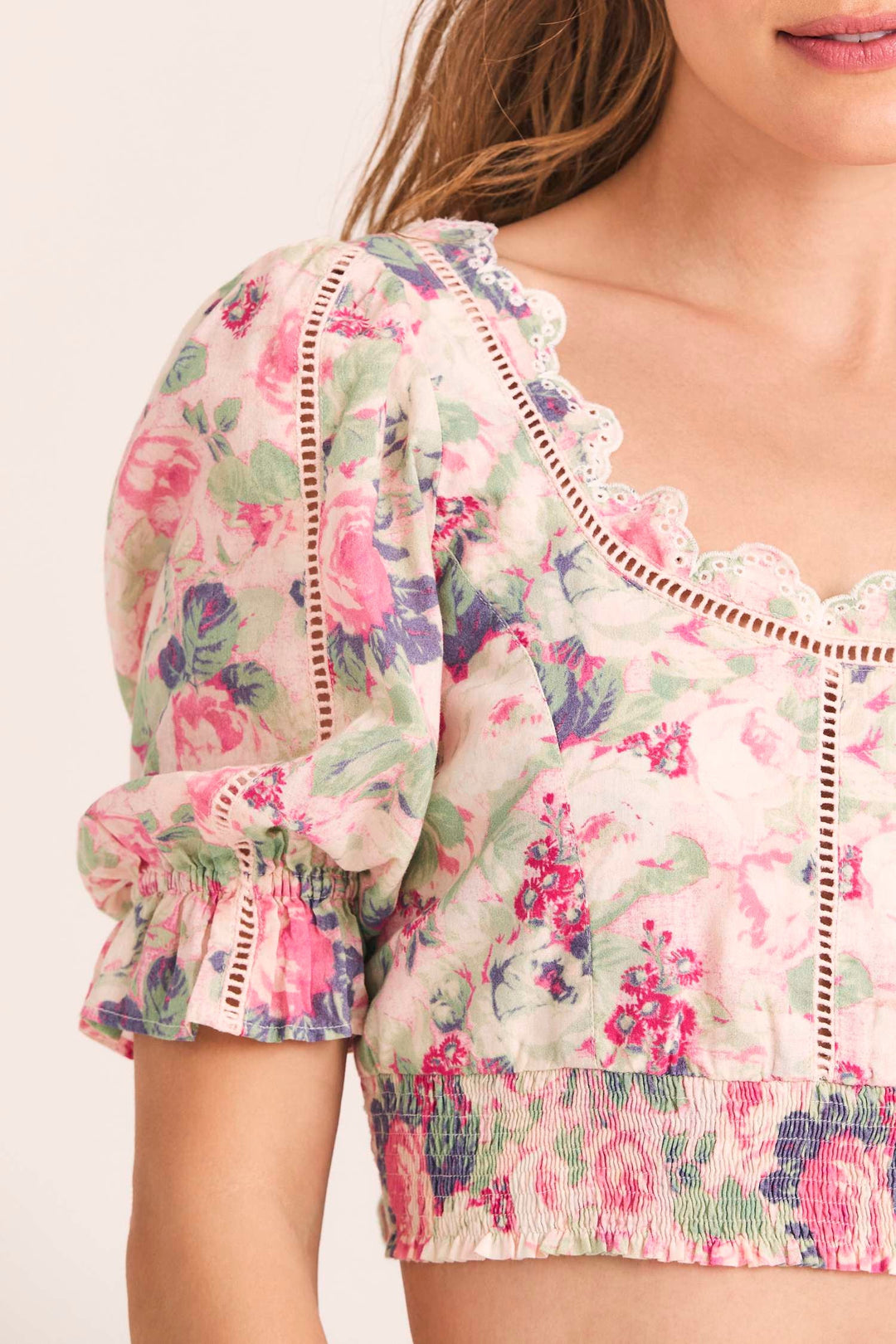 Love Shack Fancy - Karsten Crop Top in Veiled Kiss