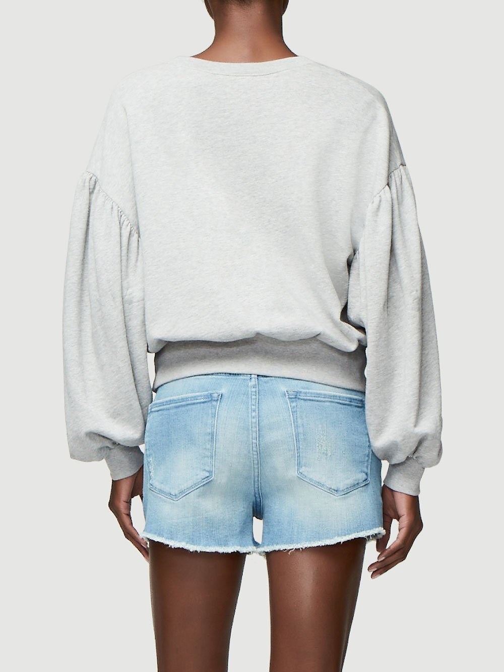 Frame - Shirred Blouse Sleeve Sweatshirt Gris