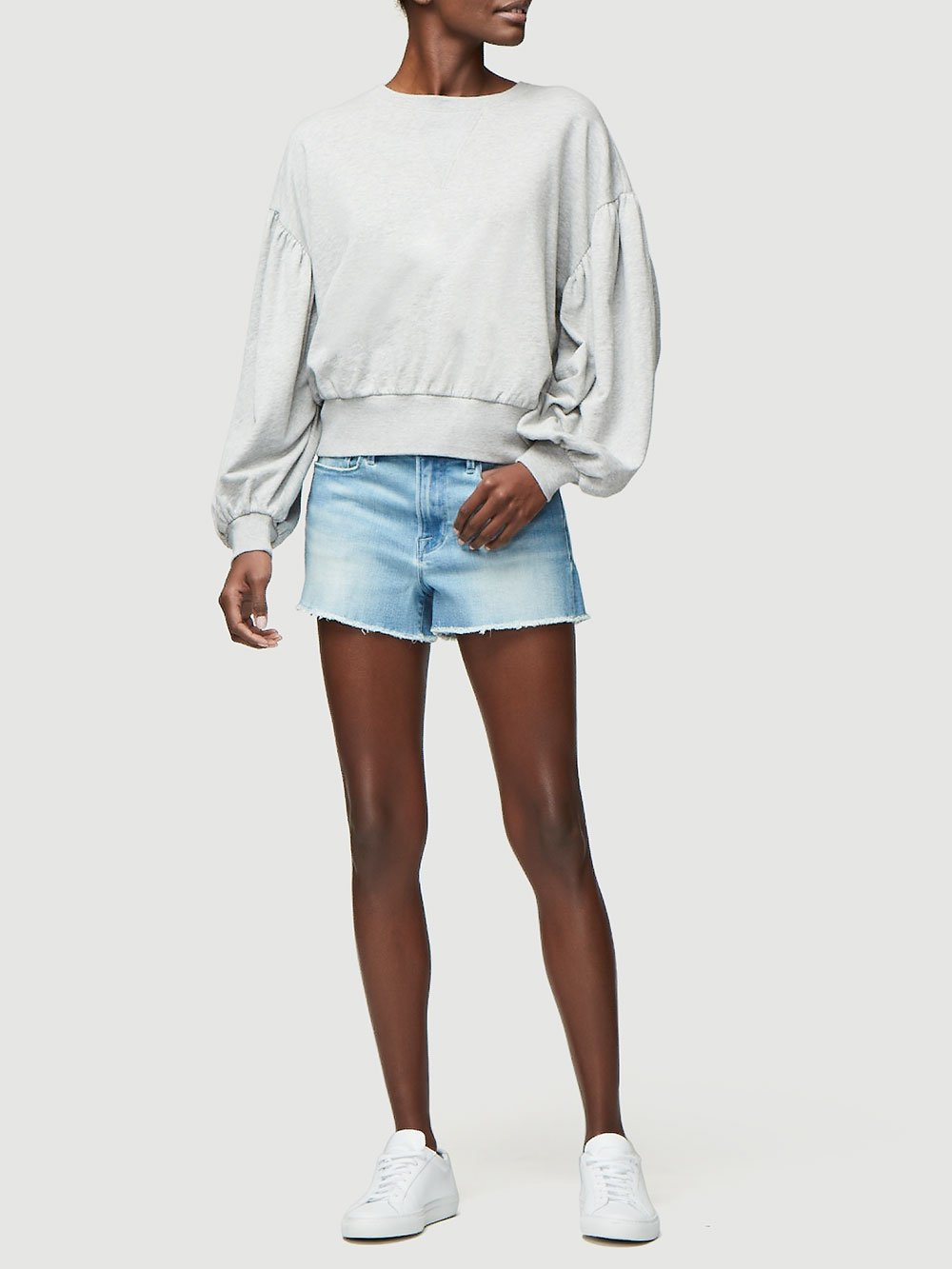 Frame - Shirred Blouse Sleeve Sweatshirt Gris Default
