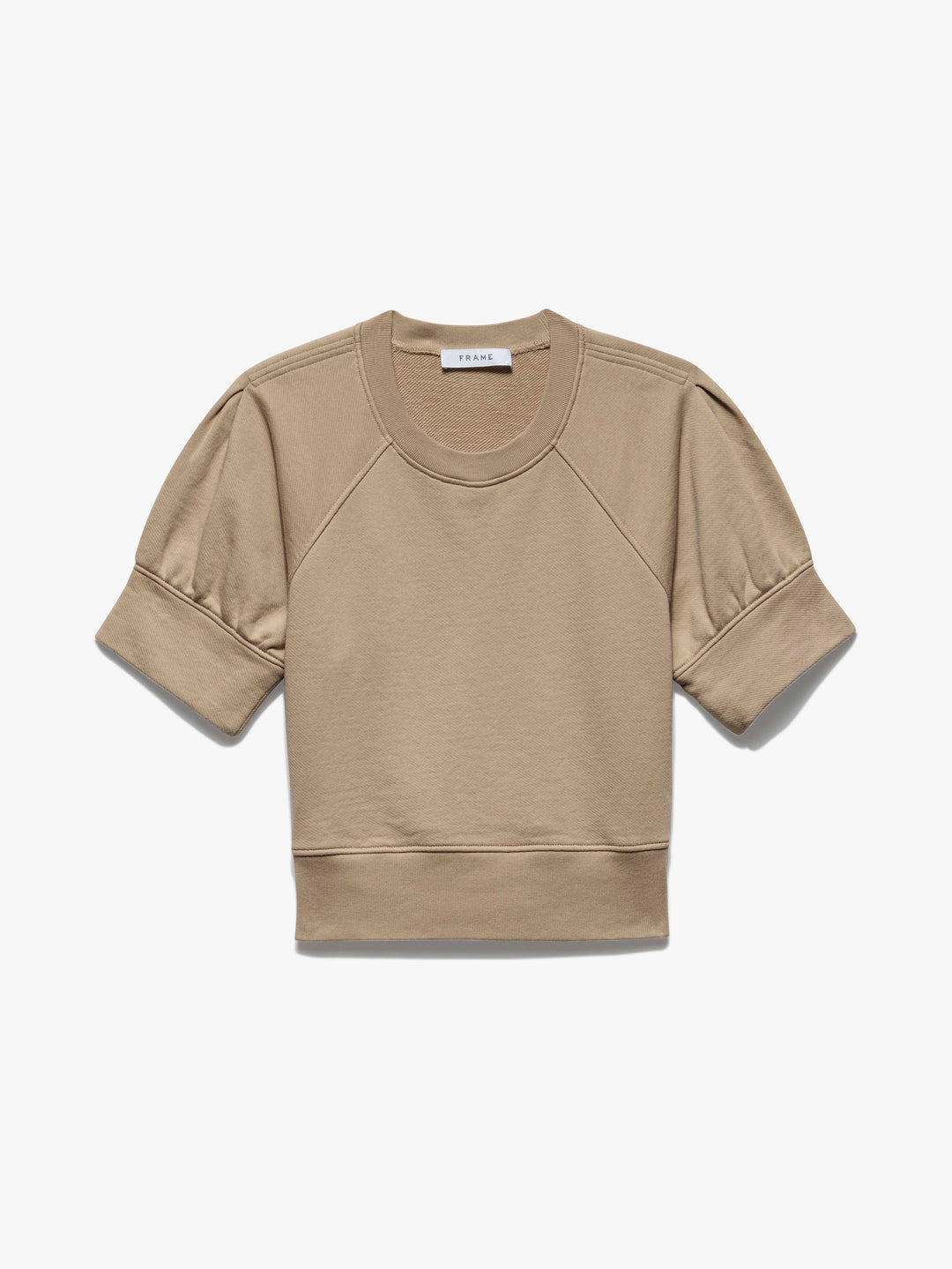 Frame Pleated Short Sleeve Sweatshirt in Taupe – Blond Genius