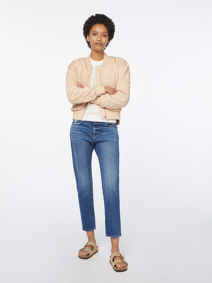 Frame - Shirred Bomber Jacket in Nude Default