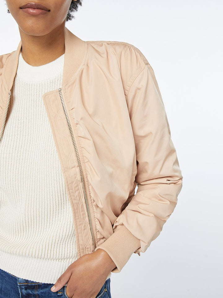 Frame - Shirred Bomber Jacket in Nude Default
