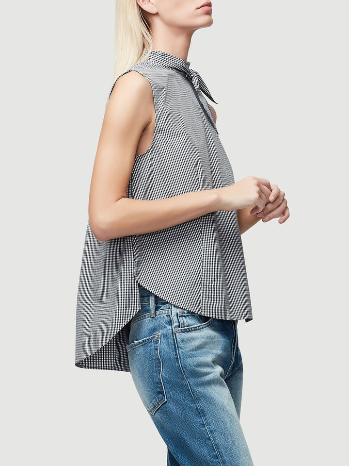 Frame - Knot Gingham Sleevless Top Noir Multi