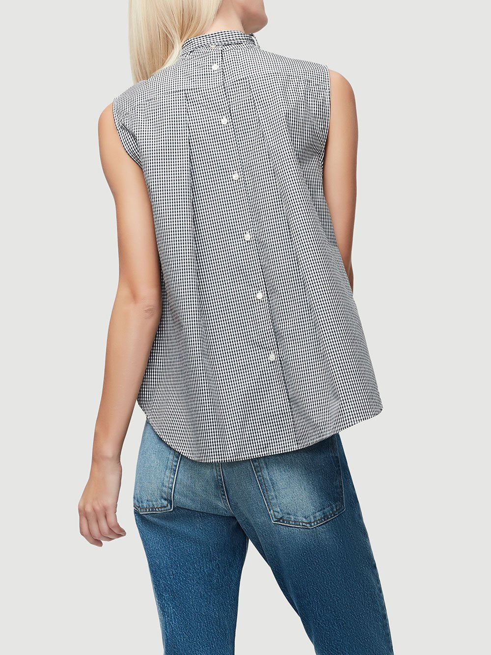 Frame - Knot Gingham Sleevless Top Noir Multi
