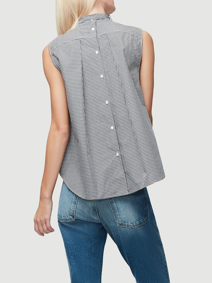 Frame - Knot Gingham Sleevless Top Noir Multi