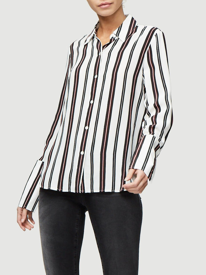 FRAME - Long Cuff Striped Pj Blouse in Noir Multi Default