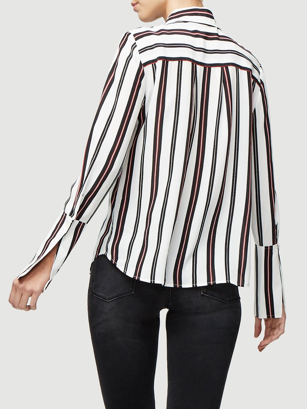 FRAME - Long Cuff Striped Pj Blouse in Noir Multi Default