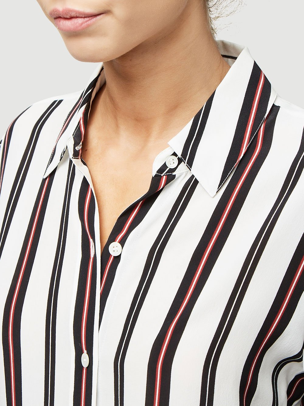FRAME - Long Cuff Striped Pj Blouse in Noir Multi Default