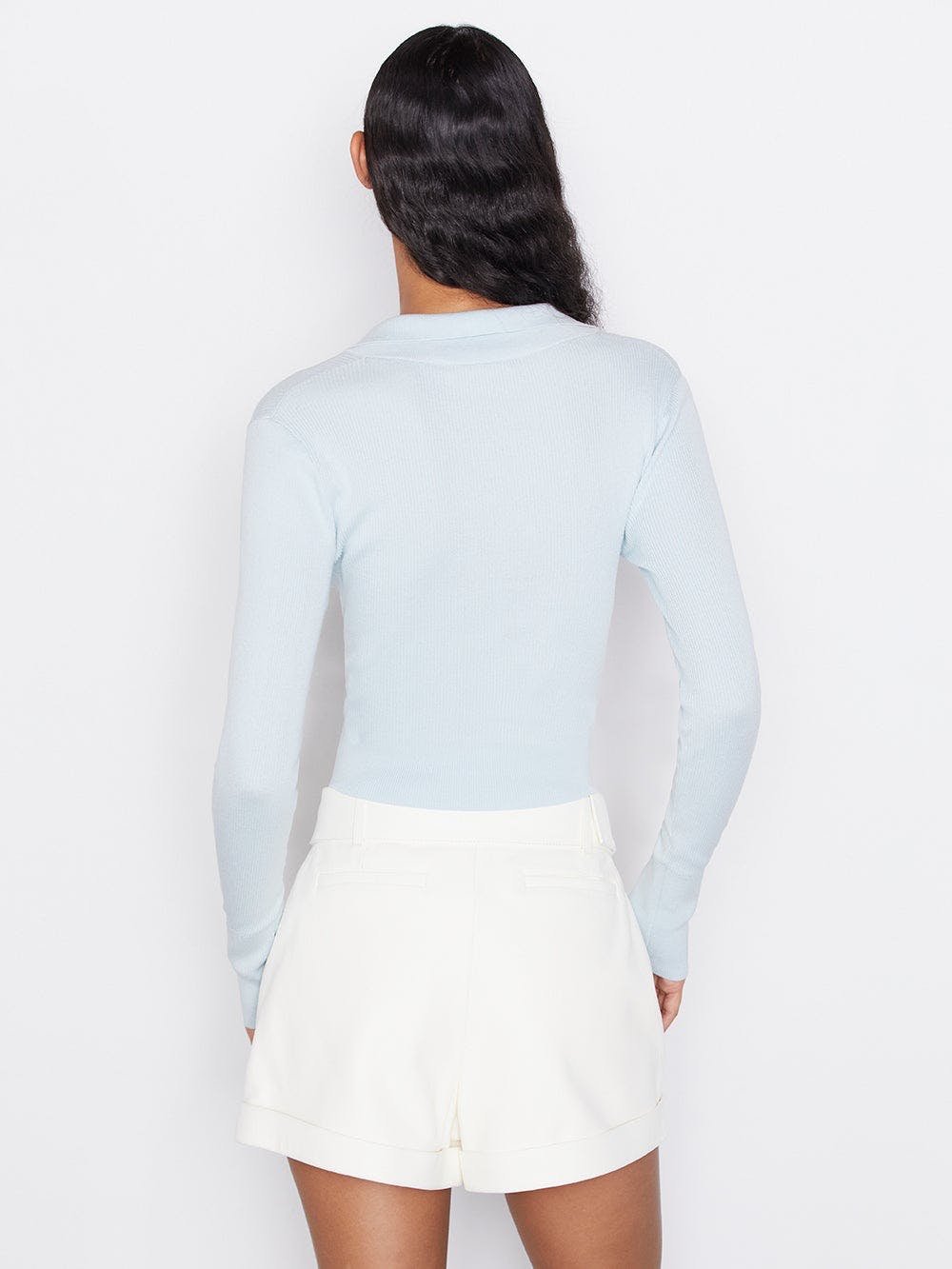 Frame - Shrunken Polo Sweater in Cloud Blue