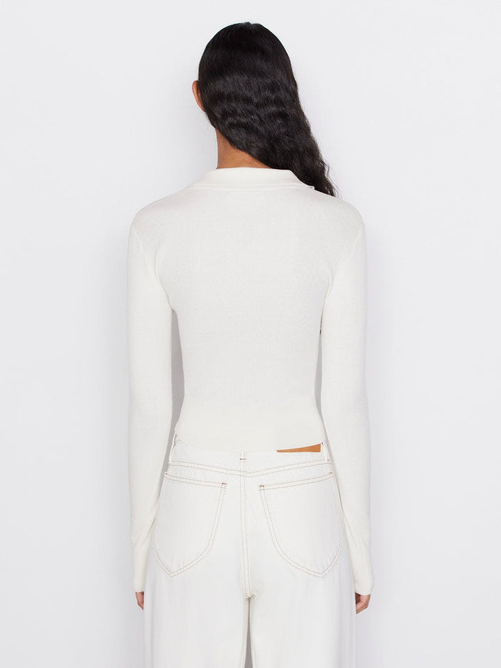 Frame - Shrunken Polo Sweater in Off White