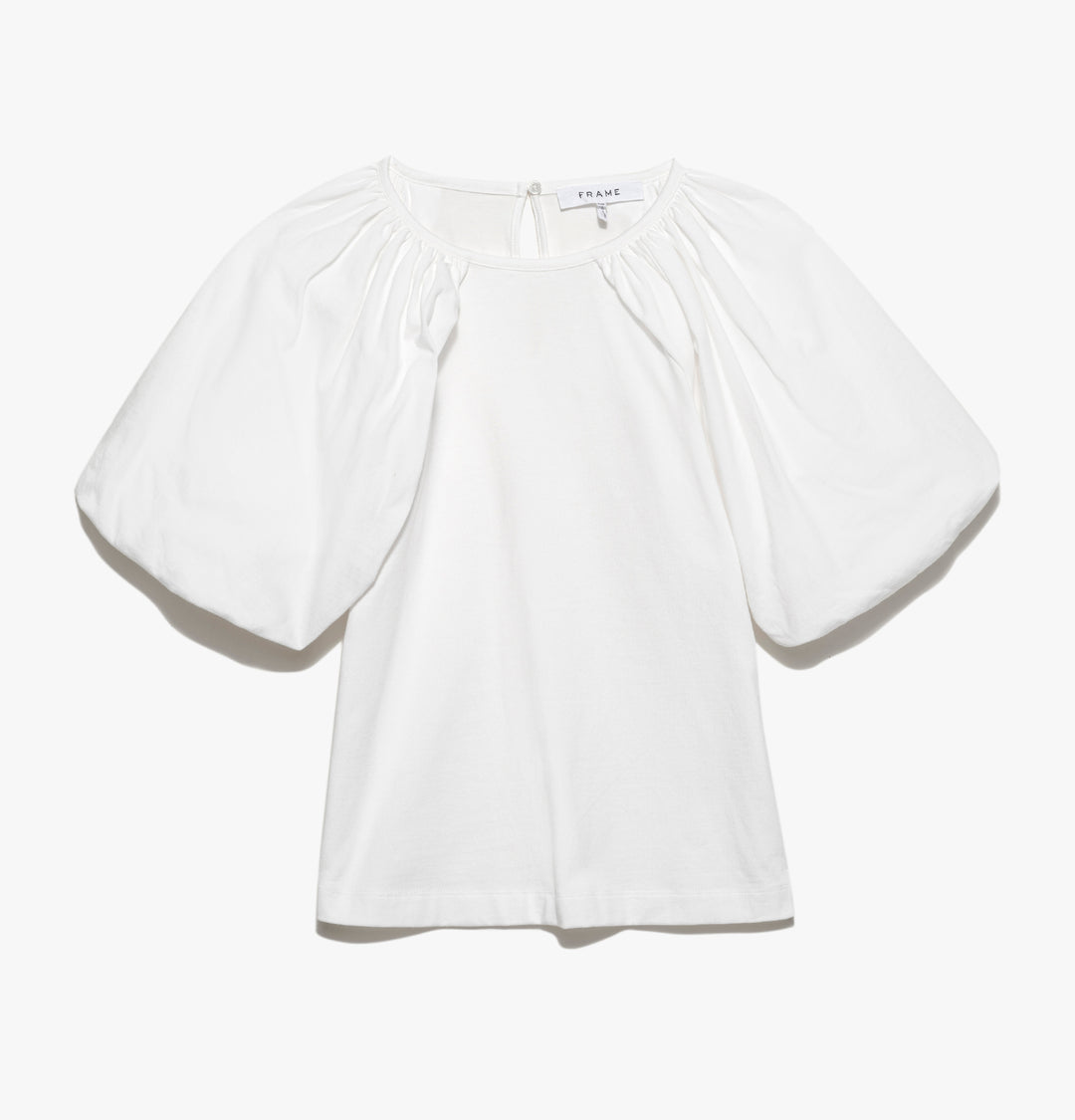 Frame - Puff Sleeve Jersey Tee in Blanc