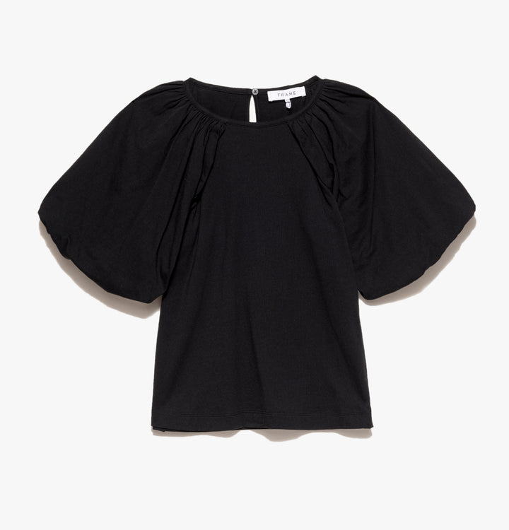 Frame - Puff Sleeve Jersey Tee in Noir