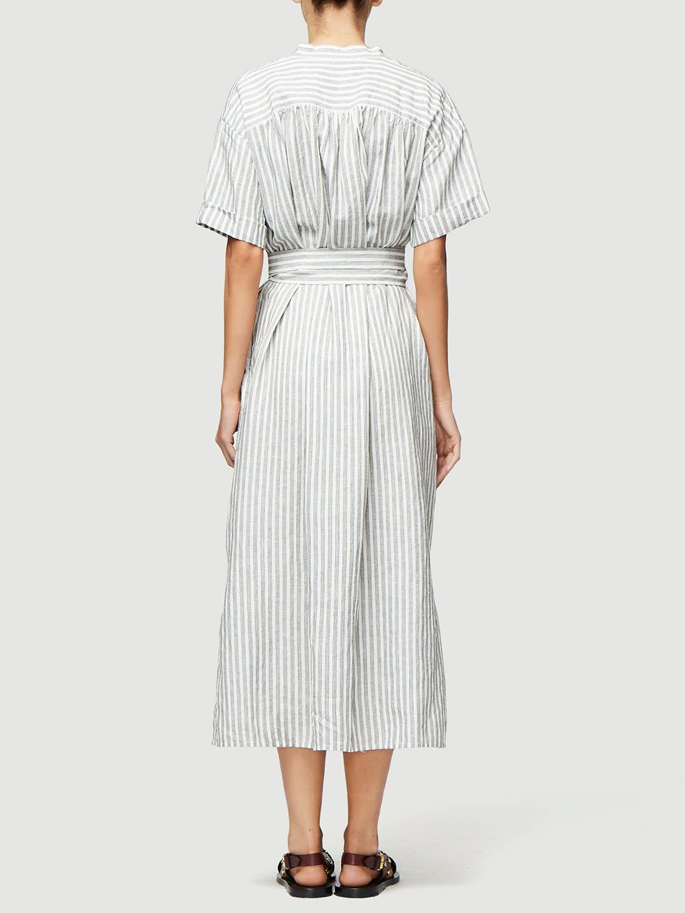 FRAME - Button Up Wrap Dress in Off White Multi