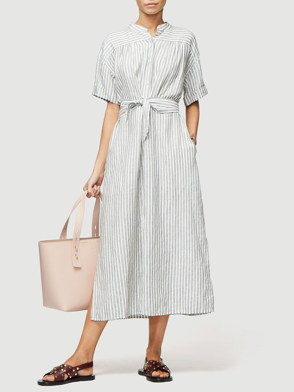 FRAME - Button Up Wrap Dress in Off White Multi