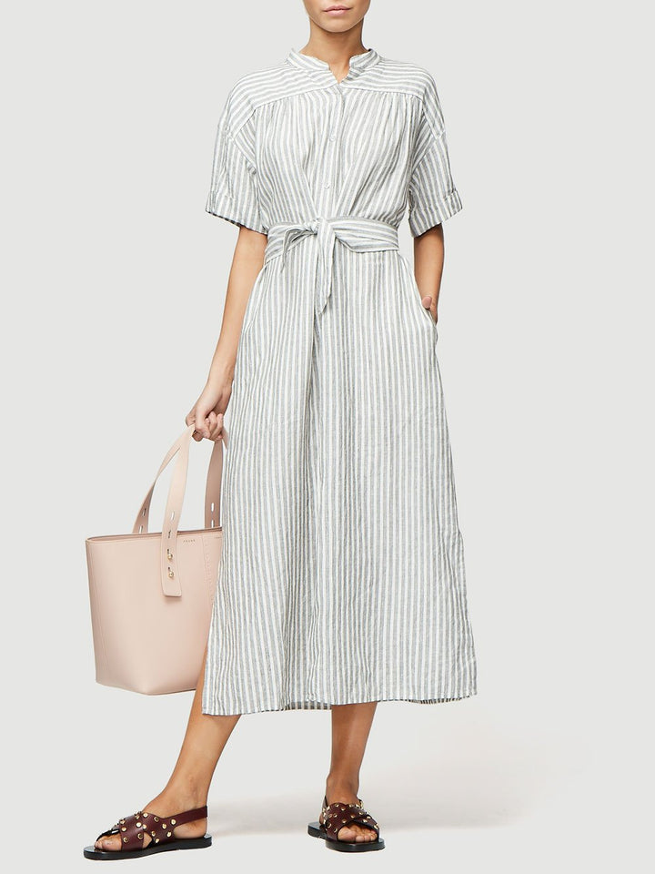 FRAME - Button Up Wrap Dress in Off White Multi