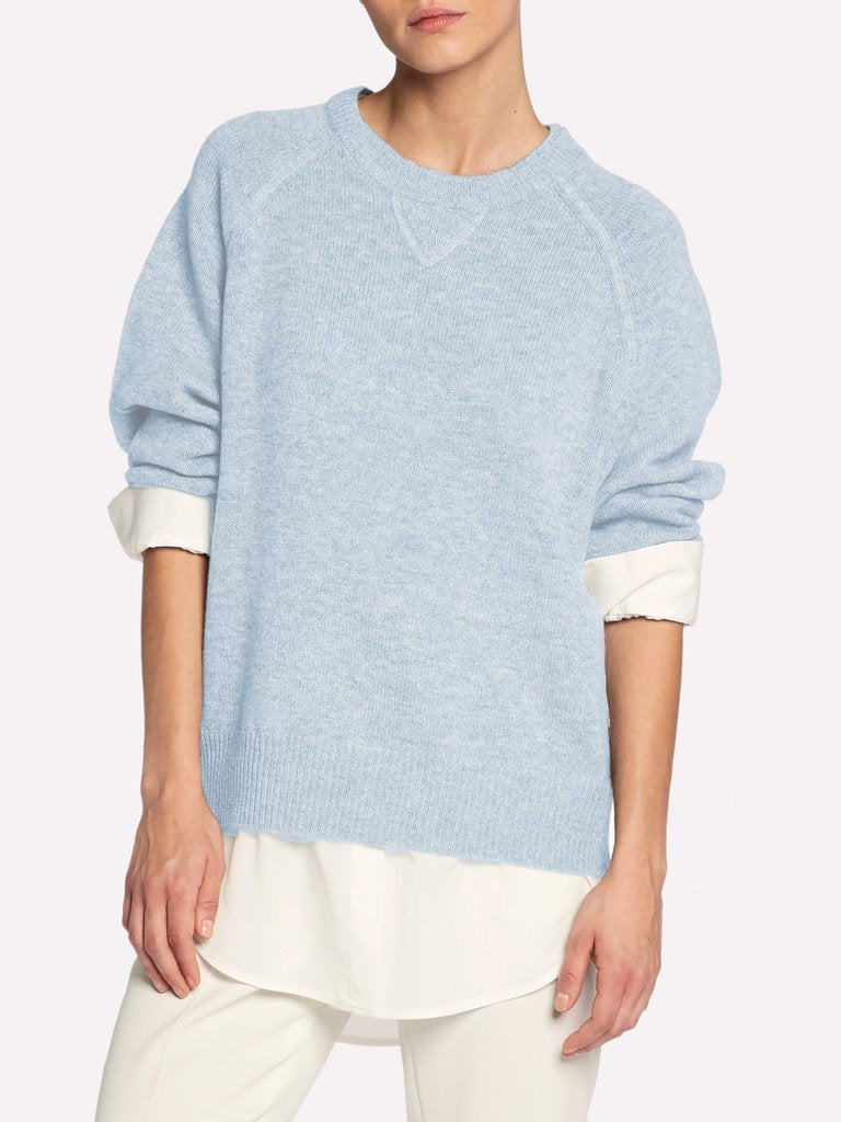 Brochu Walker - Layered Sweatshirt in Skye Blue Melange With White Underlining