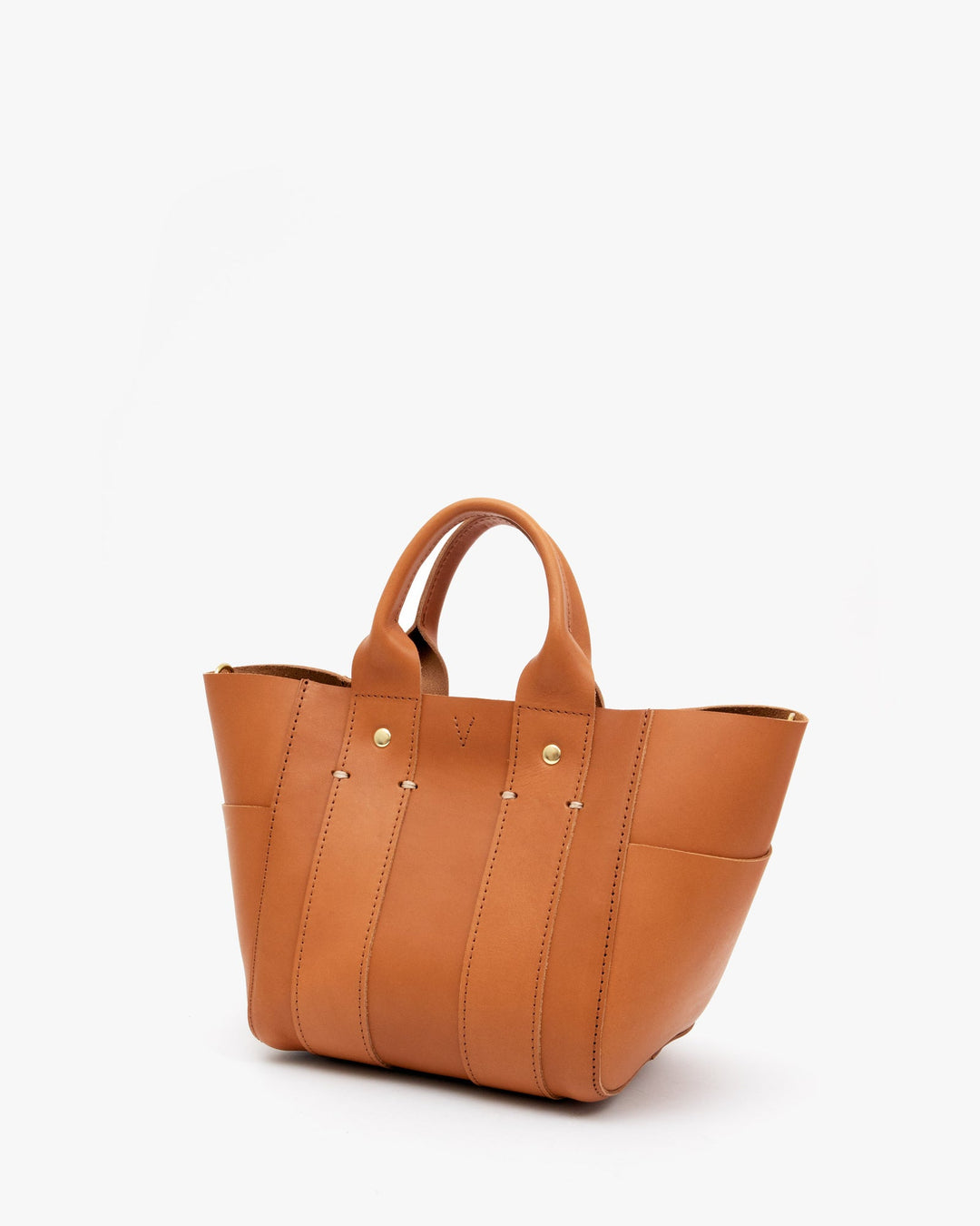 Clare V. - Le Petit Box Tote in Cuoio Vachetta