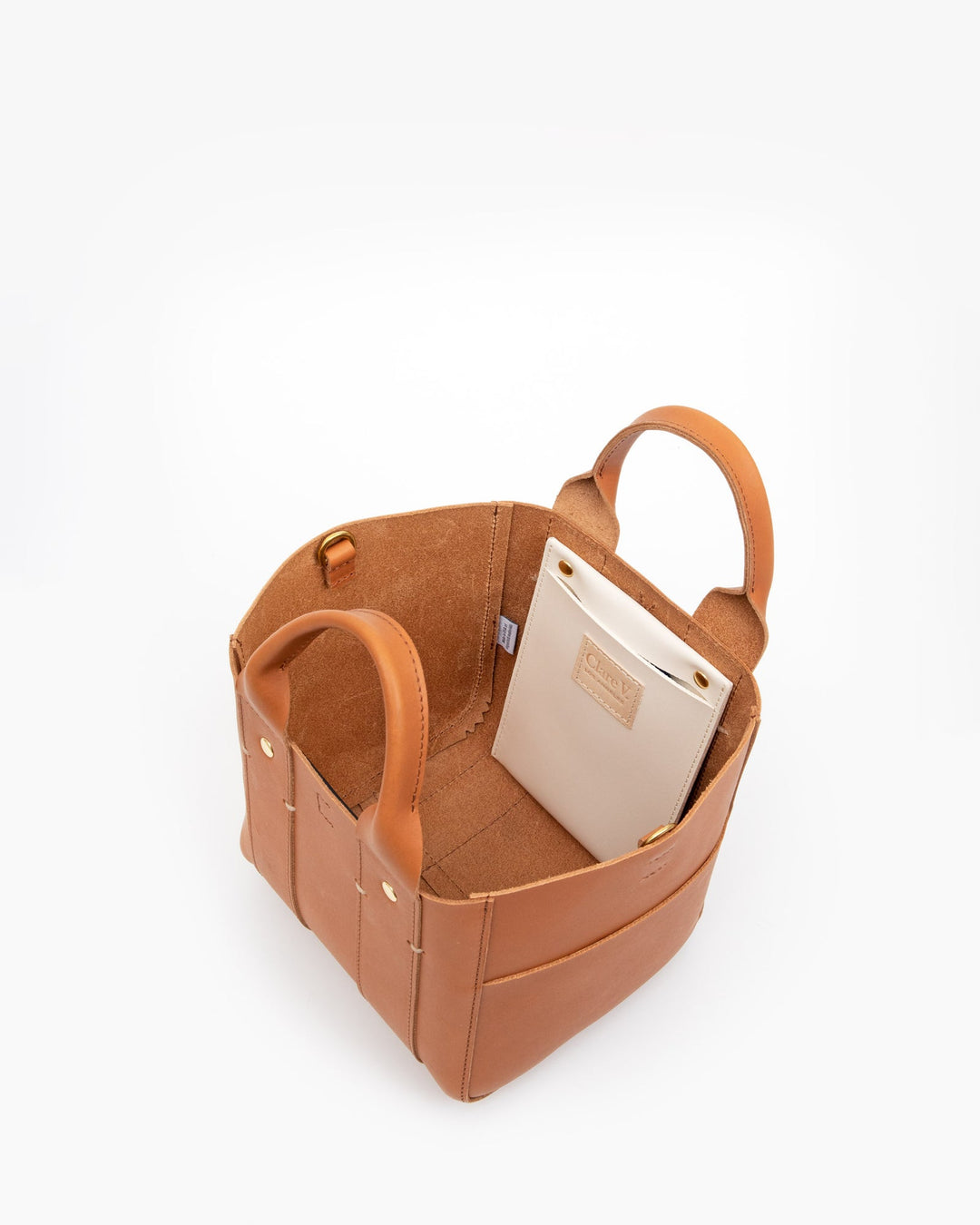 Clare V. - Le Petit Box Tote in Cuoio Vachetta