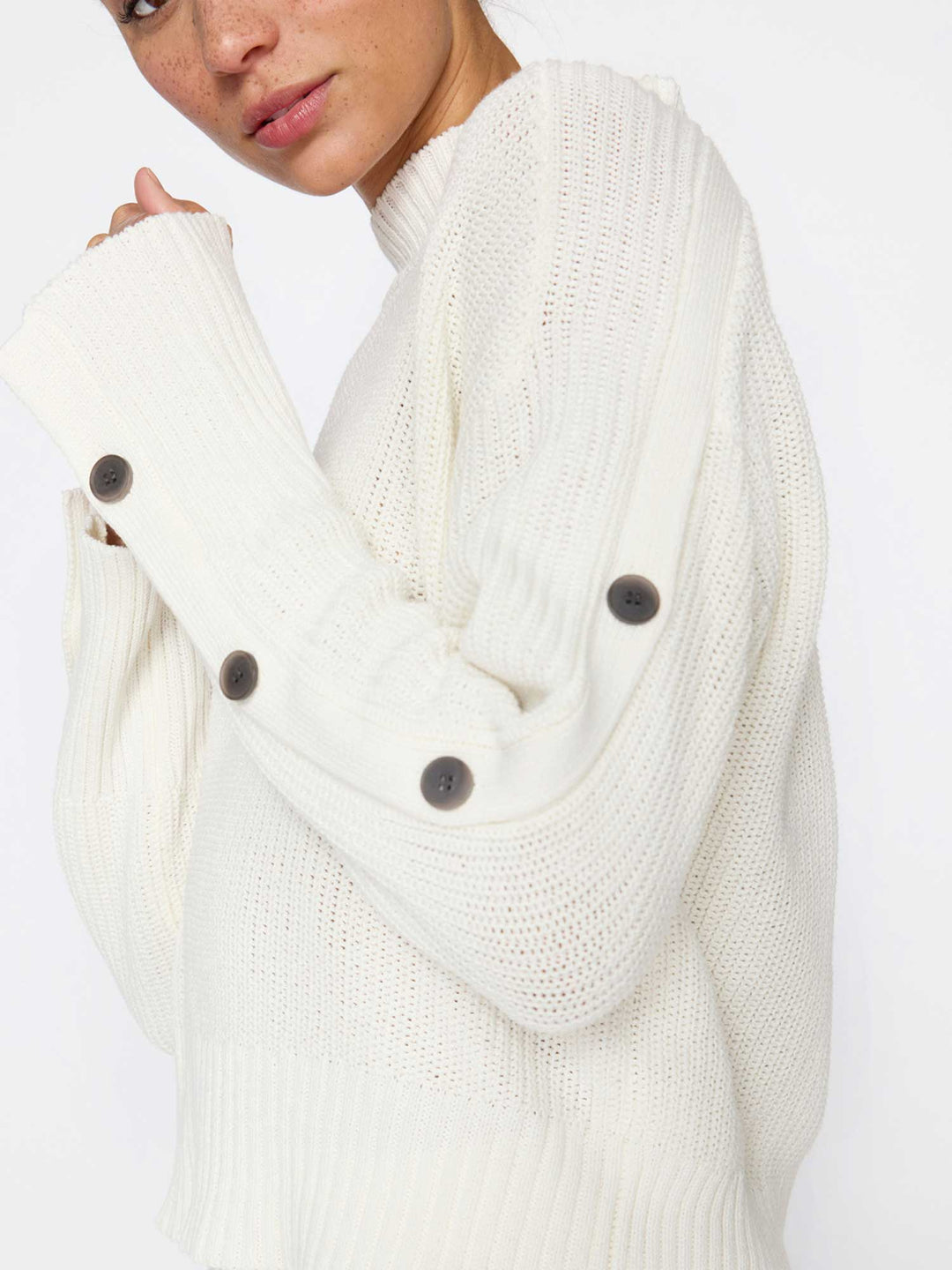 Brochu Walker - Leigh Button Sleeve Pullover in Salt White