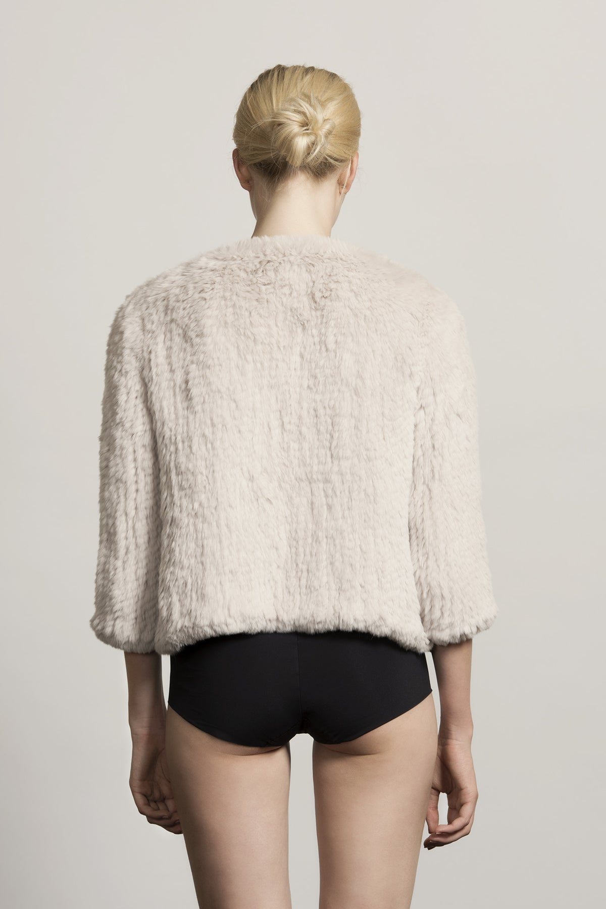 H Brand Hand Knitted Rabbit Fur Jacket Lola Black