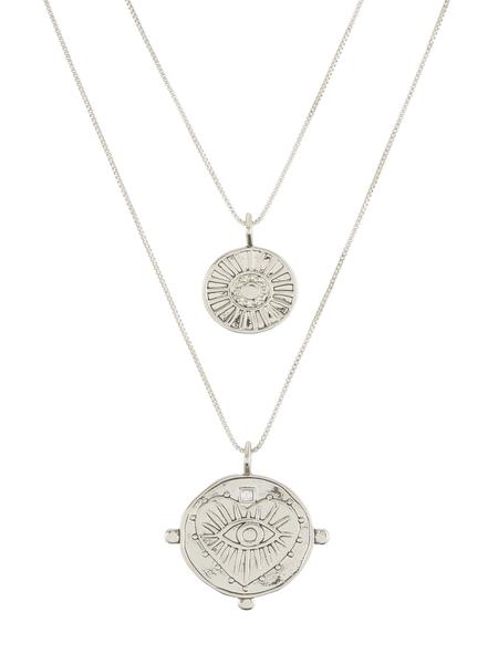 LUV AJ - The Evil Eye Double Coin Necklace in Silver