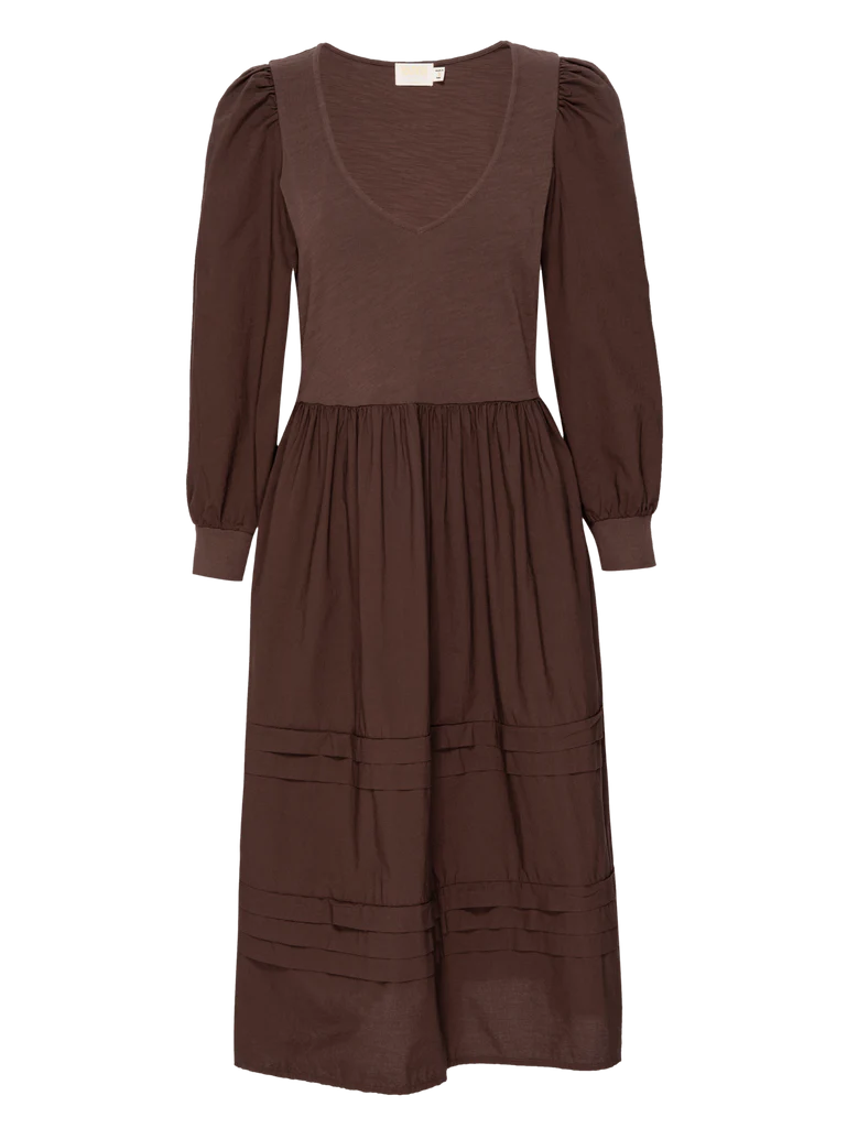 Nation LTD - Mahal Peasant Combo Dress in Pinot Noir