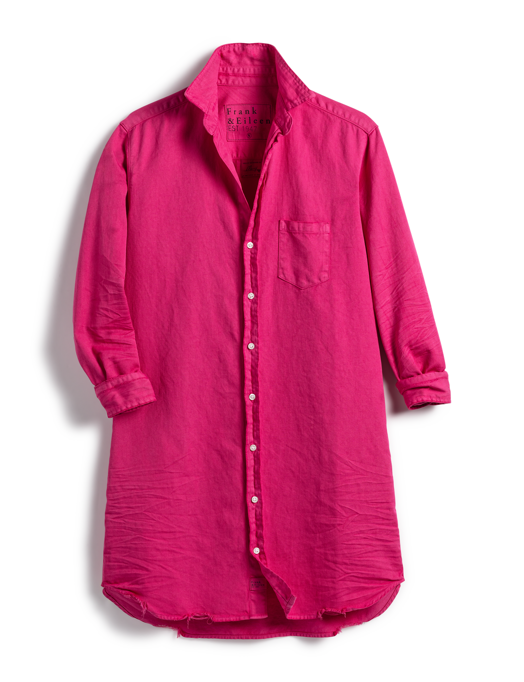 Frank & Eileen - Mary Woven Button Up Dress in Magenta Pink