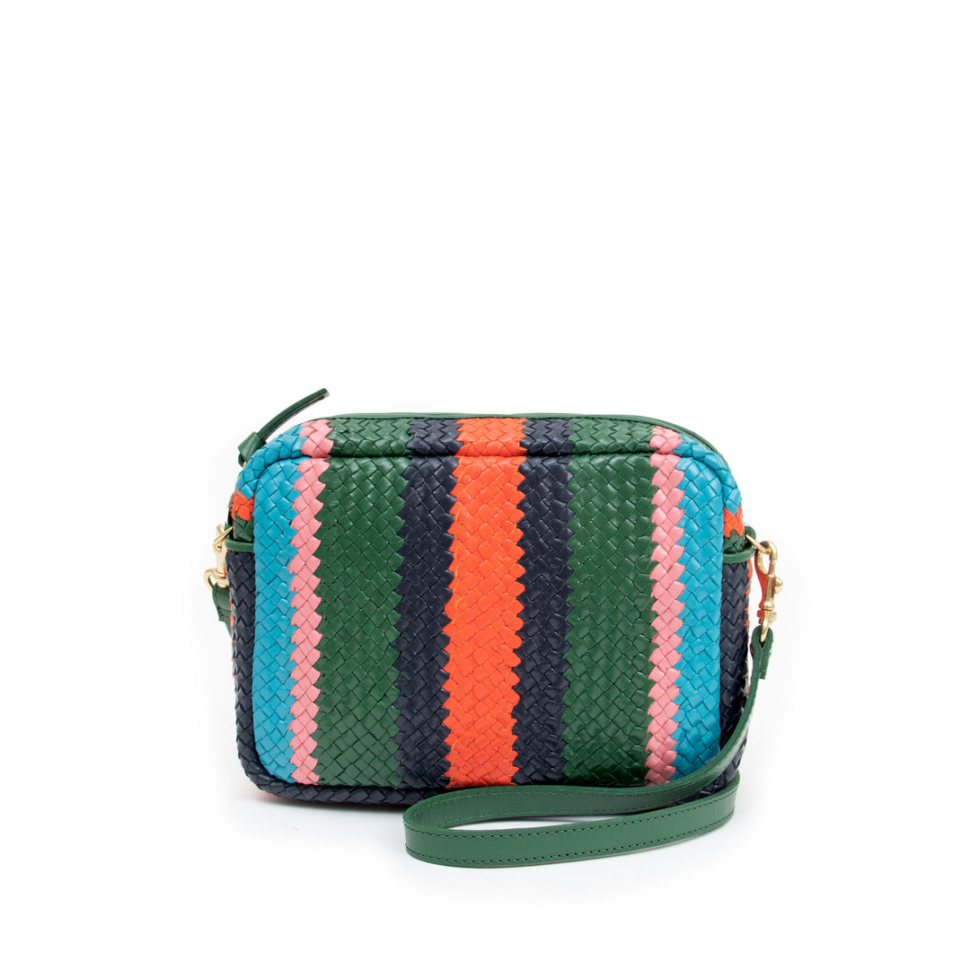 Clare V. - Midi Sac in Evergreen Multi Woven Wide Stripe
