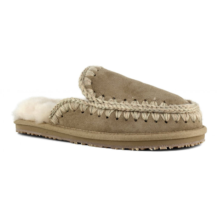 MOU - Suede Slipper Full Eskimo Stitch in Camel