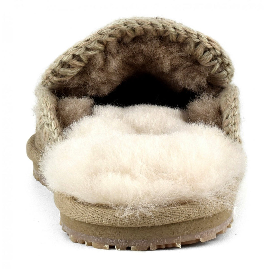 MOU - Suede Slipper Full Eskimo Stitch in Camel