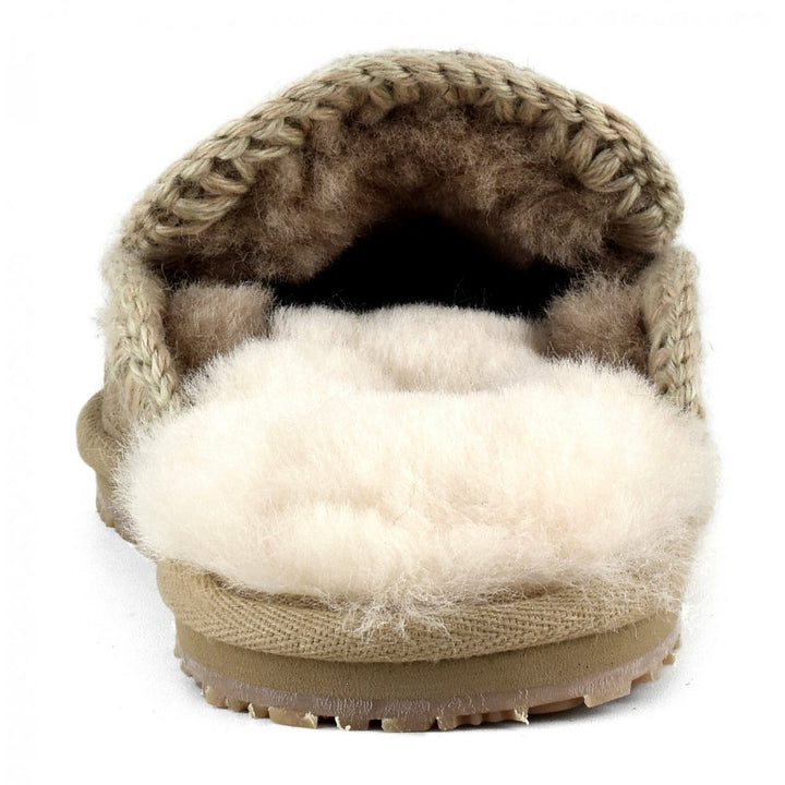 MOU - Suede Slipper Full Eskimo Stitch in Camel