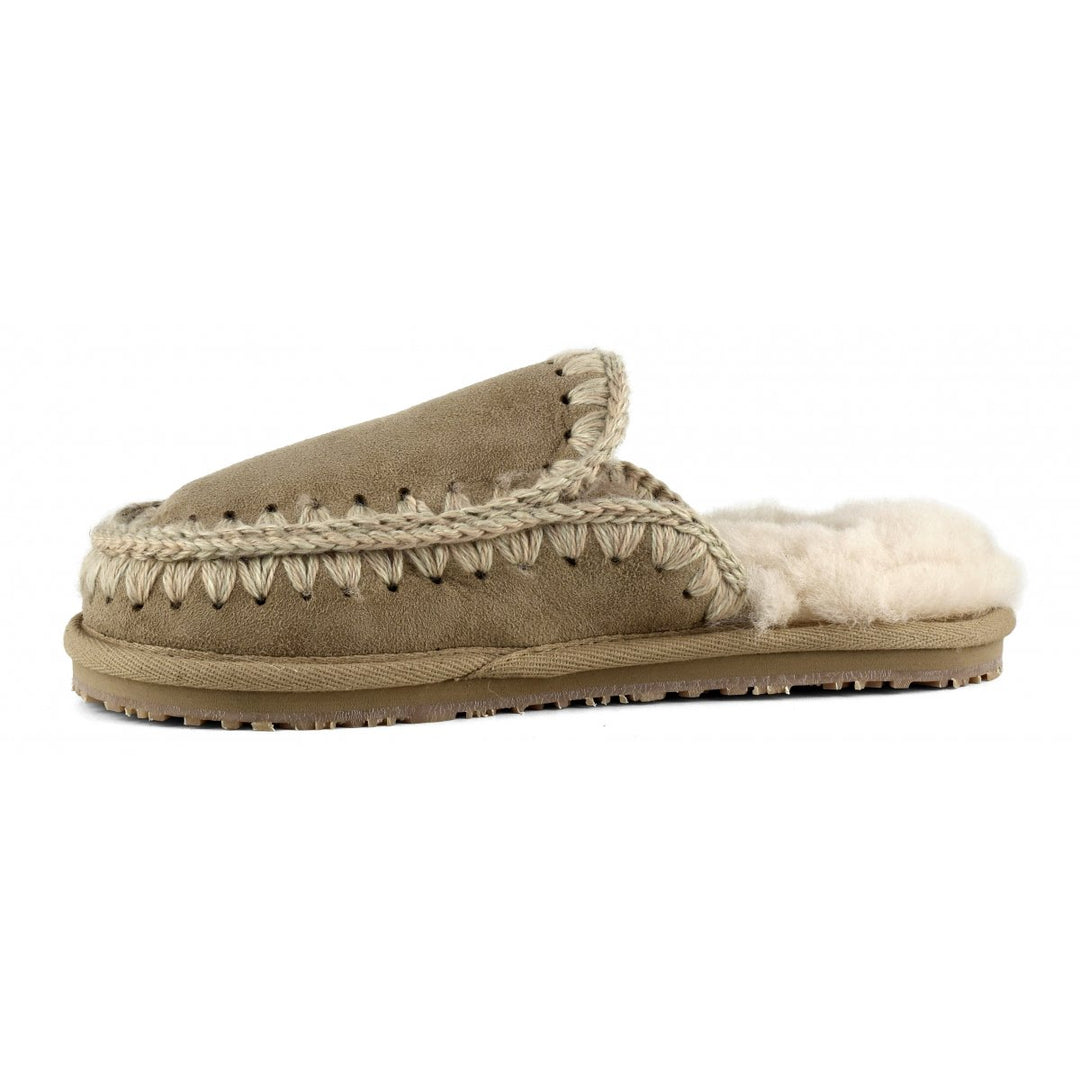 MOU - Suede Slipper Full Eskimo Stitch in Camel