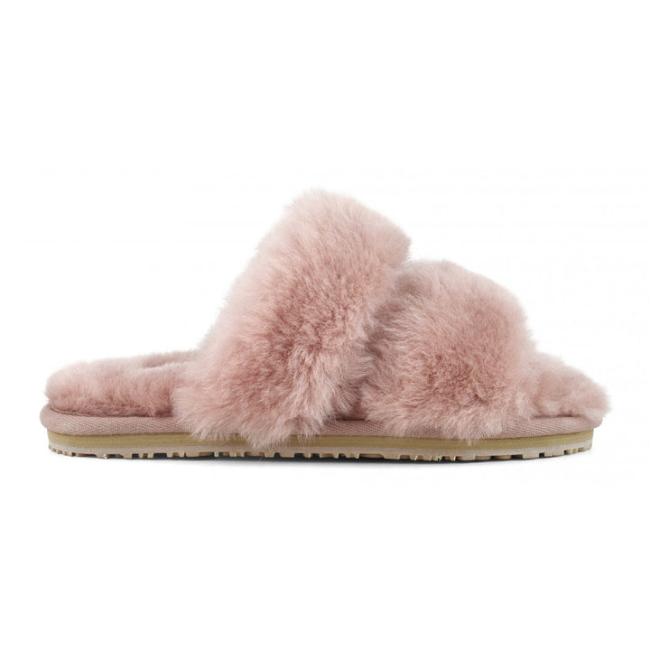 MOU - 2-Stripes Sheepskin Fur Slipper in Antic Rose