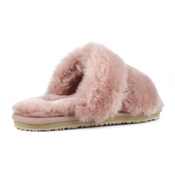 MOU - 2-Stripes Sheepskin Fur Slipper in Antic Rose