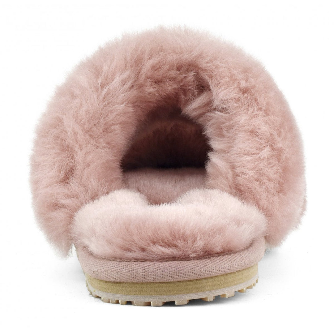 MOU - 2-Stripes Sheepskin Fur Slipper in Antic Rose