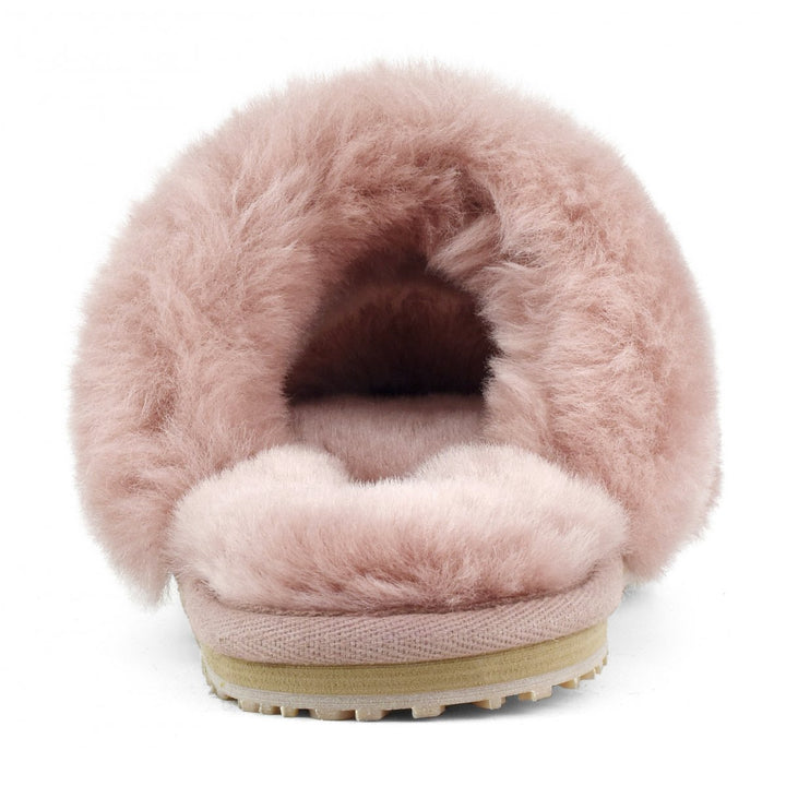 MOU - 2-Stripes Sheepskin Fur Slipper in Antic Rose