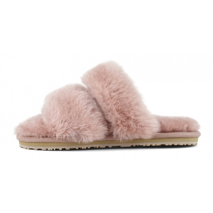 MOU - 2-Stripes Sheepskin Fur Slipper in Antic Rose