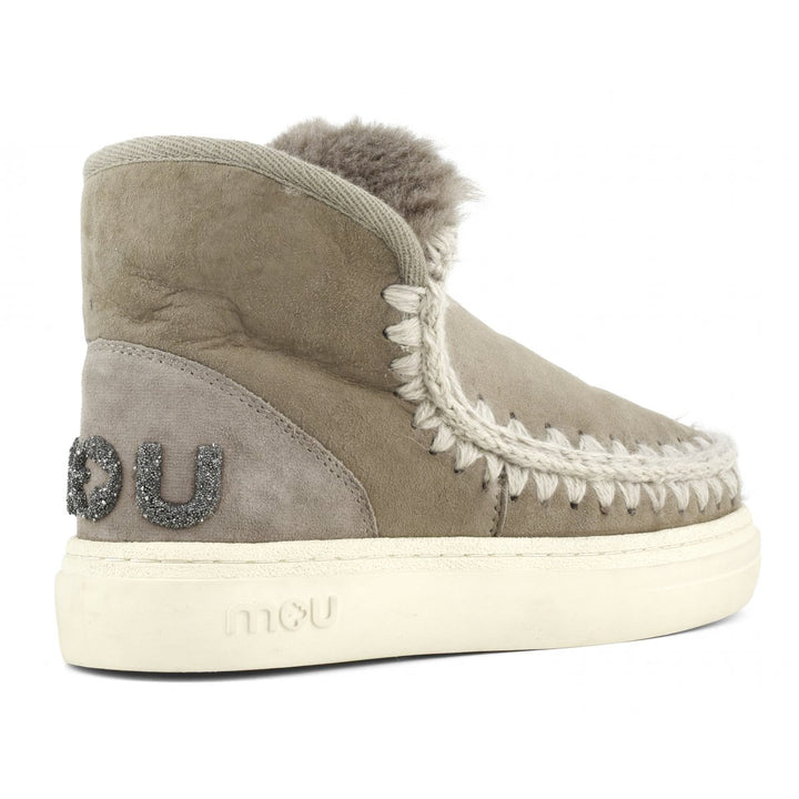 MOU - Eskimo Sneaker Bold Glitter Logo in Elephant Grey