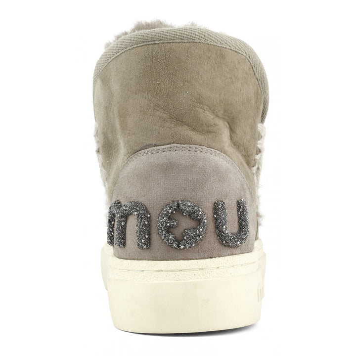 MOU - Eskimo Sneaker Bold Glitter Logo in Elephant Grey Shoes