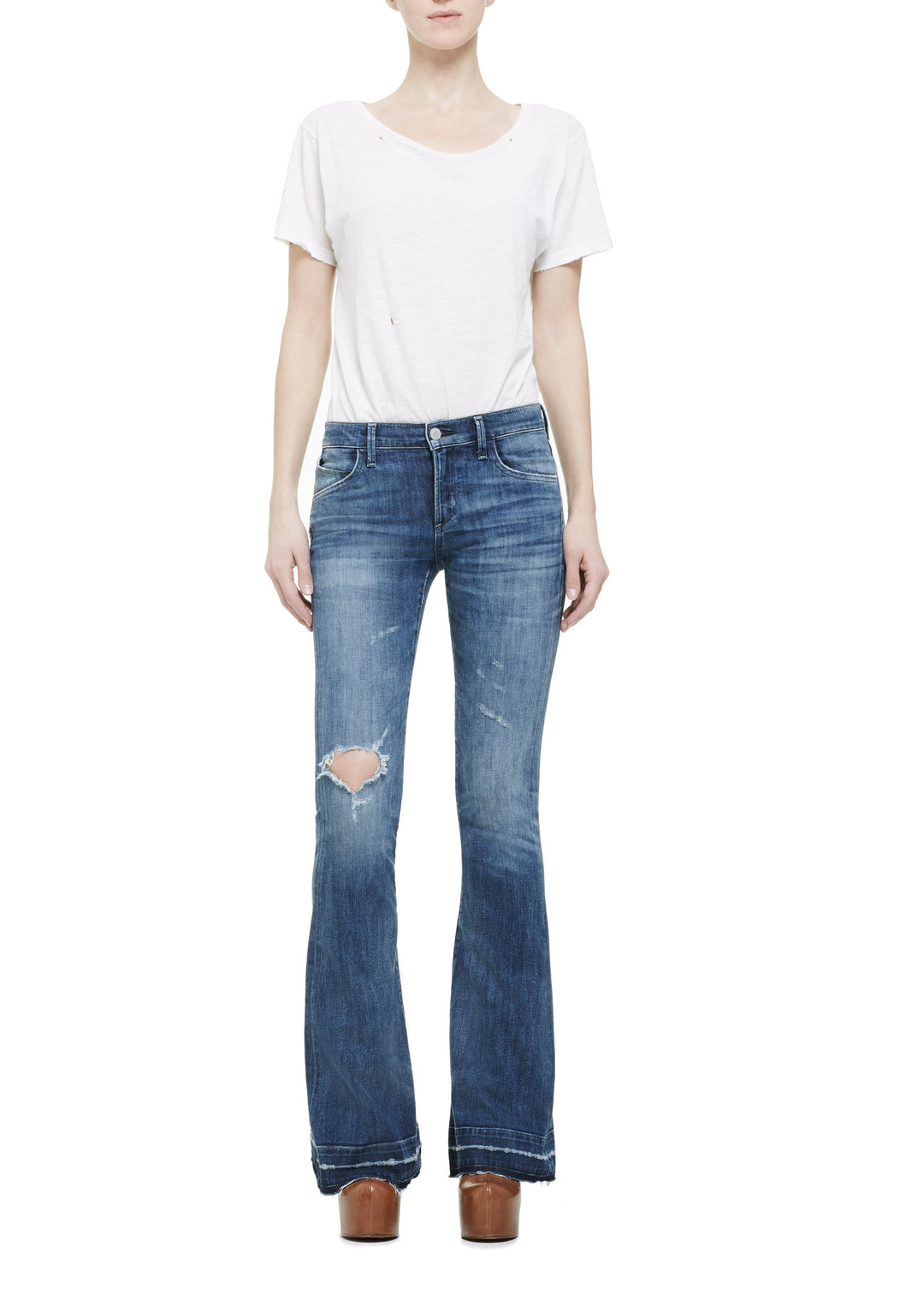 A GOLD E Madison 70s Flare Starwood Distressed at Blond Genius