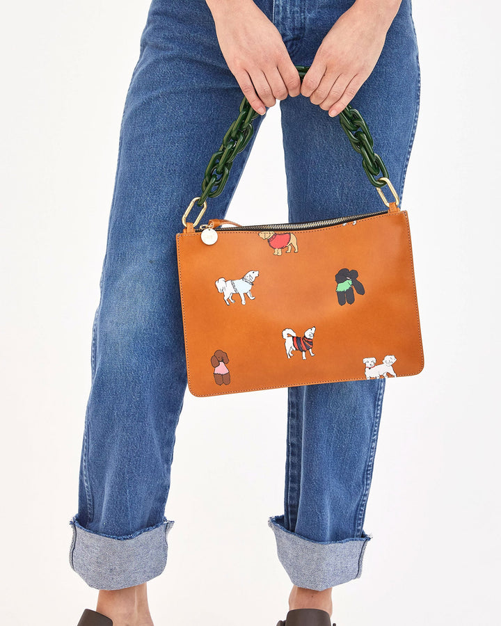 Clare V. - Margot Flat Clutch w/ Tabs in Cuoio Lightweight Veg w/ Paco et Ses Amis