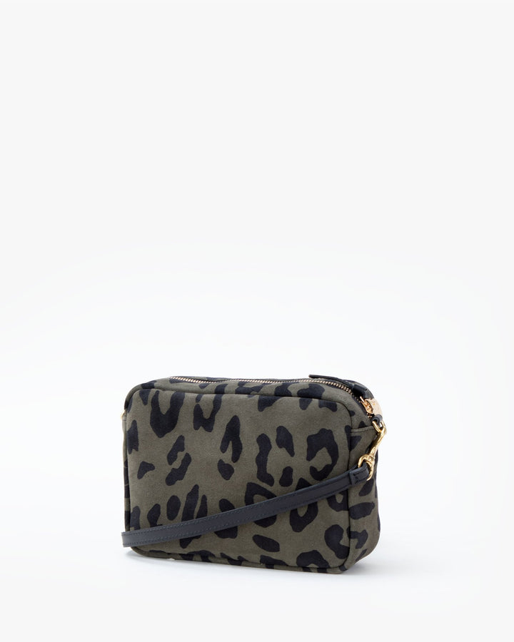 Clare V. - Midi Sac in Army Pablo Cat Suede w/ Iris, Evergreen & Lipstick Italian Nappa Mini Stripes