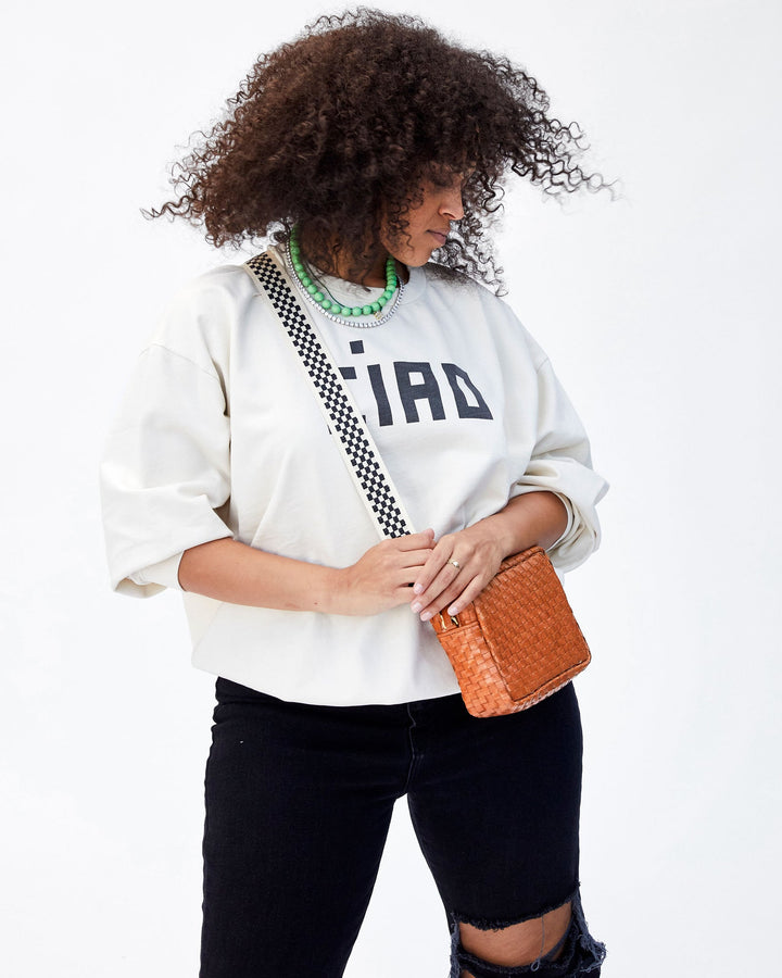 Clare V. - Midi Sac in Natural Woven Checker
