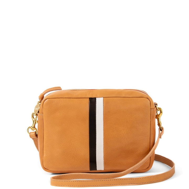 Clare V. - Midi Sac in Natural Rustic w/ Black Italian Nappy & Cream Goat Stripes