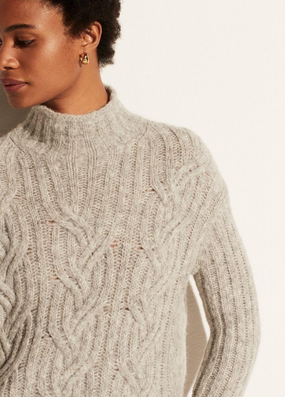 Vince - Mirrored Cable Turtleneck in Light Grey